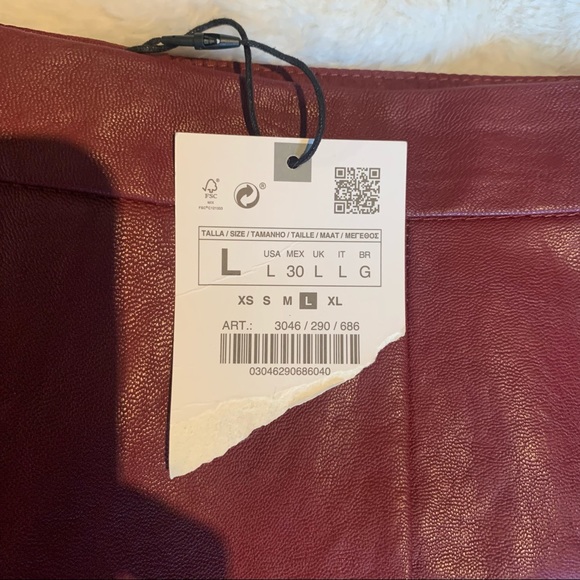 NWT 💫 Red vegan leather skirt ZARA - Picture 8 of 9